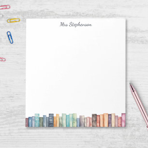 Watercolor Book Lover Colourful Books Border Notepad
