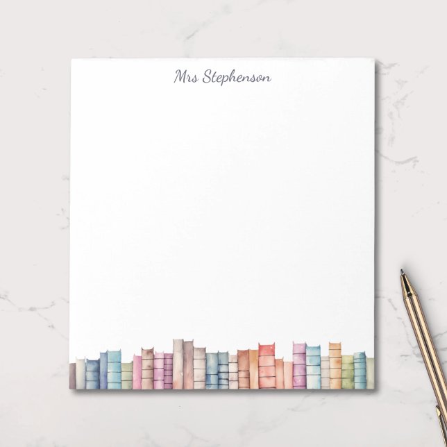 Watercolor Book Lover Pastel Books Border Notepad (Creator Uploaded)