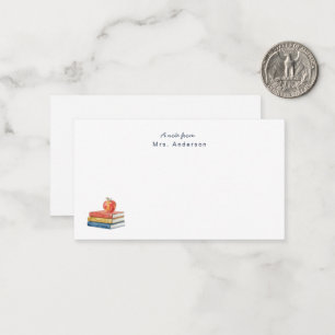 Watercolor Books and Apple Teachers Little Card