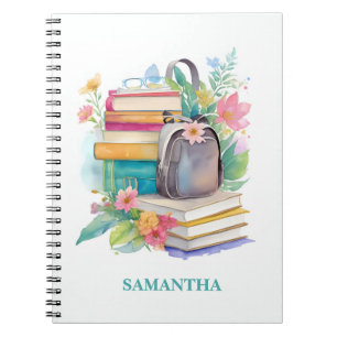 Watercolor Books Backpack Flowers Teen Journal