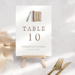 Watercolor Books Theme Wedding  Table Number<br><div class="desc">Charming wedding table number cards perfect for a books or library themed wedding. The design features a watercolor illustration of books in neutral earth tone colours. Add table number and personalise with your details in dark muted brown.</div>