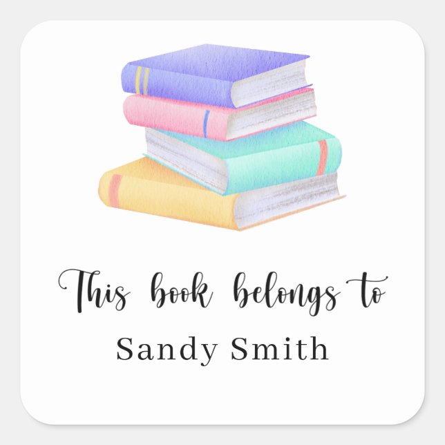 Watercolor books - This book belongs to Square Sticker (Front)