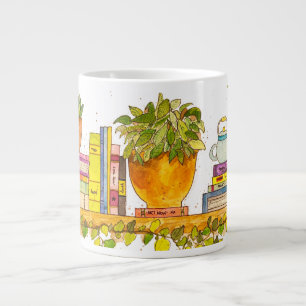 Watercolor Bookshelf Large Coffee Mug
