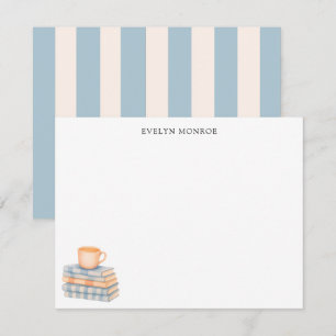 Watercolor Bookstack and Coffee Mug Personalised Card