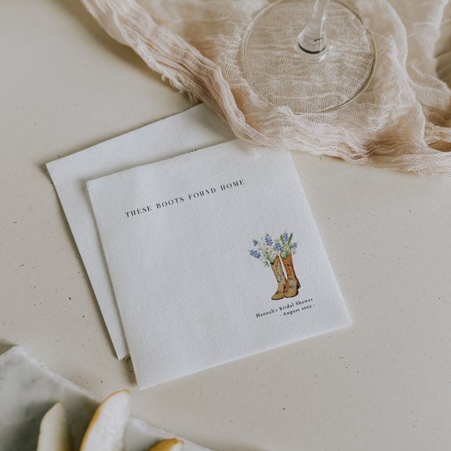 Watercolor Boots Bridal Shower Napkin (Creator Uploaded)