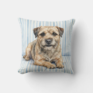 Watercolor Border Terrier Dog Throw Pillow