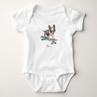 Watercolor Boston Terrier Baby Bodysuit
