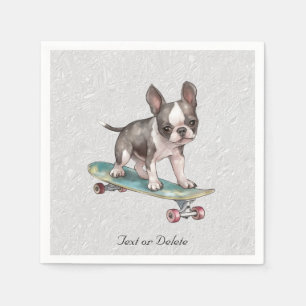 Watercolor Boston Terrier Napkins