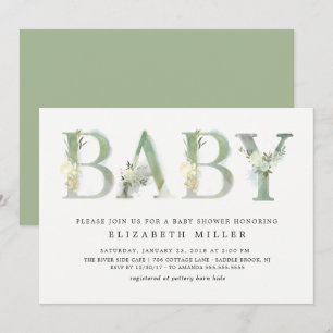 Watercolor Botanical Baby · Baby Shower Invitation