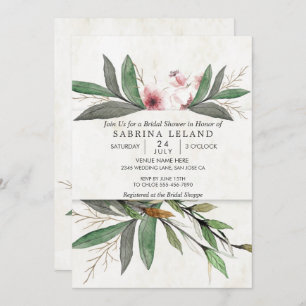 Watercolor Botanical Blossoms Bridal Shower Invitation