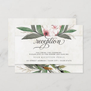 Watercolor Botanical Blossoms Wedding Reception Invitation