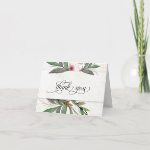 Watercolor Botanical Blossoms Wedding Thank You Card