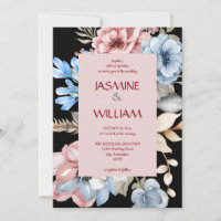 watercolor botanical blue & rosy floral