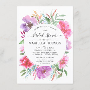 Watercolor Botanical Bouquet Bridal Shower Invite