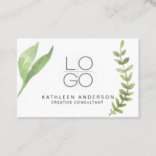 Watercolor Botanical Business Card with QR Code