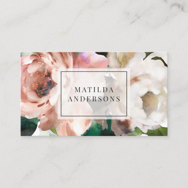 Watercolor botanical elegant floral and foliage business card (Front)