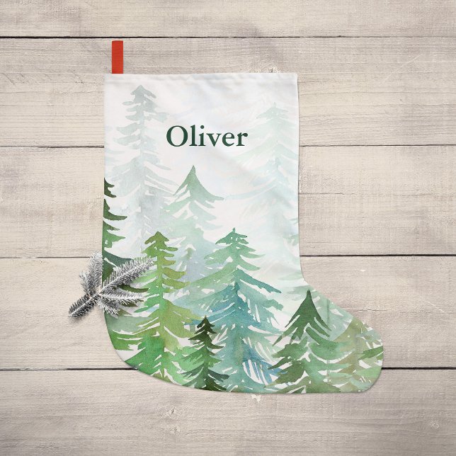 Watercolor botanical elegant modern family gift large christmas stocking (Creator Uploaded)