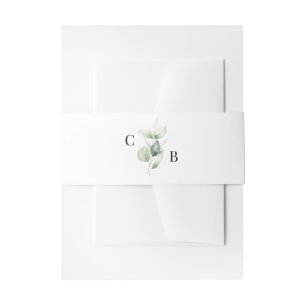 Watercolor Botanical Eucalyptus Wedding Invitation Belly Band