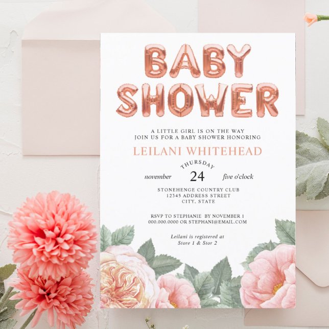 Watercolor Botanical Floral Baby Shower Invitation (Creator Uploaded)