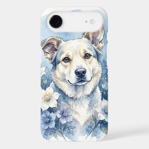 Watercolor Botanical Floral Dog Portrait
