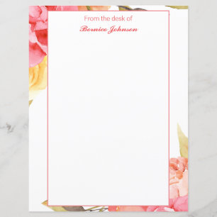 Watercolor Botanical Floral Framed Stationery