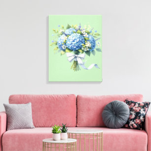 Watercolor Botanical Floral Hydrangea Canvas Print