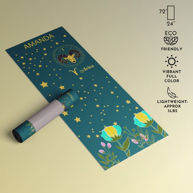 Watercolor botanical floral pattern Aries Yoga Mat (Watercolor botanical floral pattern Aries Yoga Mat)