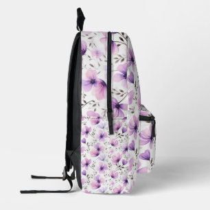 Watercolor Botanical Floral Pattern Printed Backpack