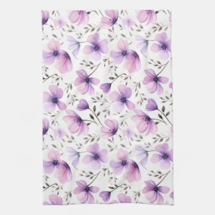 Watercolor Botanical Floral Pattern Tea Towel