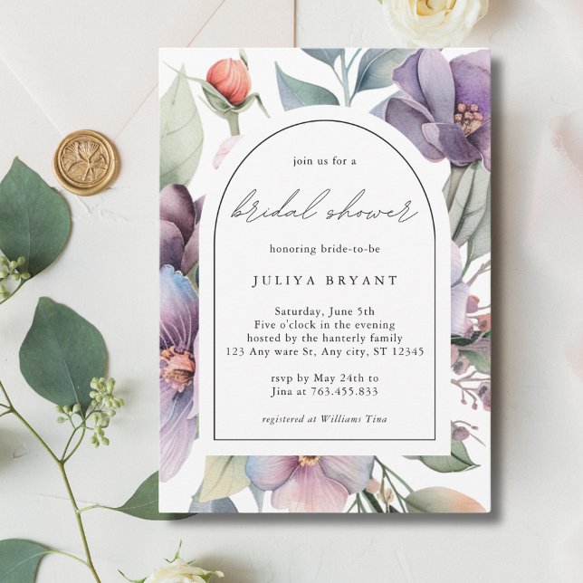 Watercolor botanical floral script bridal shower invitation (Creator Uploaded)