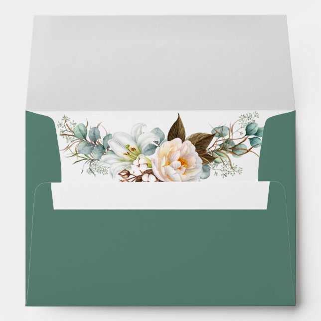 Watercolor Botanical Floral Wedding Envelope (Back (Bottom))