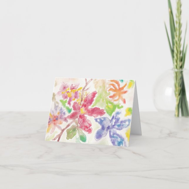 Watercolor Botanical Flowers Garden Bloom Charm  Thank You Card (Front)