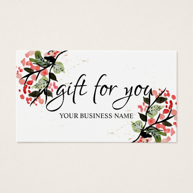 Watercolor botanical Foliage Gift Certificate (Front)