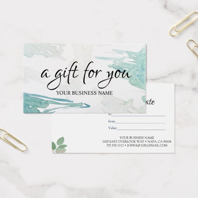 Watercolor botanical Foliage Gift Certificate (Office)