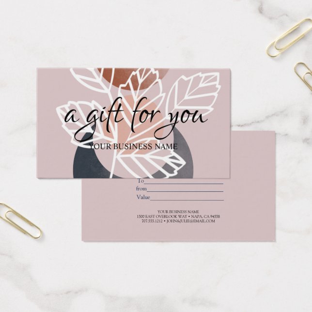 Watercolor botanical Foliage Gift Certificate (Office)