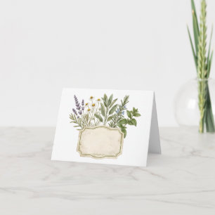 Watercolor Botanical Frame with Fresh Culinary Thank You Card