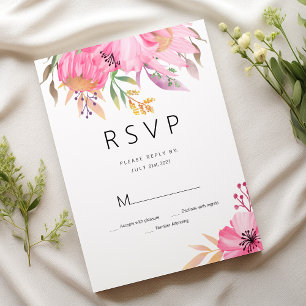 Watercolor botanical garden floral RSVP Invitation