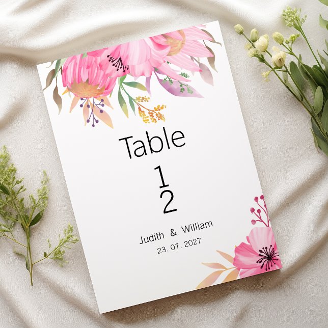 Watercolor botanical garden floral Table Numbers (Watercolor botanical garden floral Table Numbers)