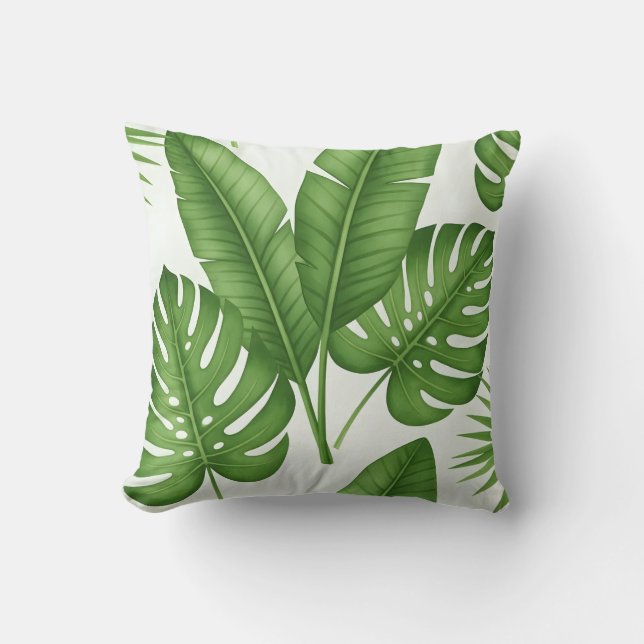 watercolor botanical green fresh pattern interior cushion (Front)