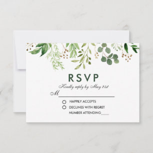 Watercolor Botanical Green RSVP Wedding Card