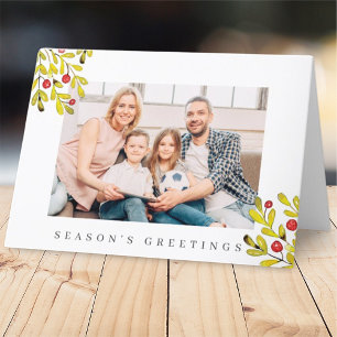 Watercolor Botanical Greenery Foliage Christmas Holiday Card