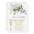 Watercolor Botanical Greenery Gold Brunch Bubbly
