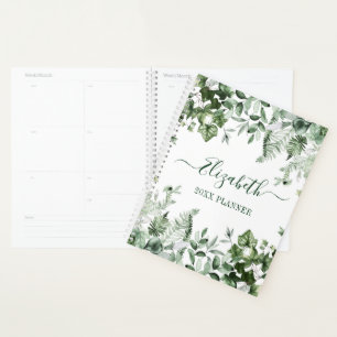 Watercolor Botanical Greenery Ivy Sage Ferns Planner