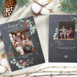Watercolor Botanical Greenery Rustic Chalkboard Holiday Card<br><div class="desc">You will love these beautiful Christmas cards! They feature botanical watercolor arrangements with mistletoe,  pine branches,  berries,  and babies' breath.</div>