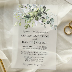 Watercolor Botanical Greenery Wedding Acrylic Invitations