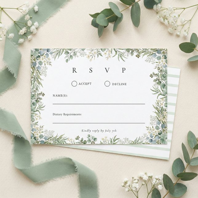 Watercolor Botanical Greenery Wedding RSVP Card (Creator Uploaded)