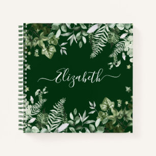 Watercolor Botanical Ivy Sage Ferns Greenery Notebook