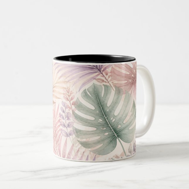 Watercolor Botanical Leaves Mug (Front Right)