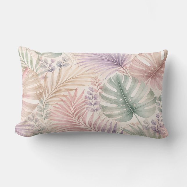 Watercolor Botanical Leaves Pillow (Front)