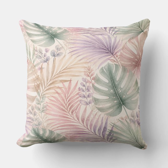 Watercolor Botanical Leaves Pillow (Front)